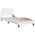 Estructura cama con luces LED cuero sintético blanco 90x200