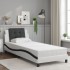 Estructura cama con LED cuero sintético blanco negro 90x200