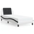Estructura cama con LED cuero sintético blanco negro 90x200