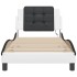 Estructura cama con LED cuero sintético blanco negro 90x200