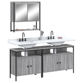 Set de muebles de baño 3 pzas madera contrachapada gris