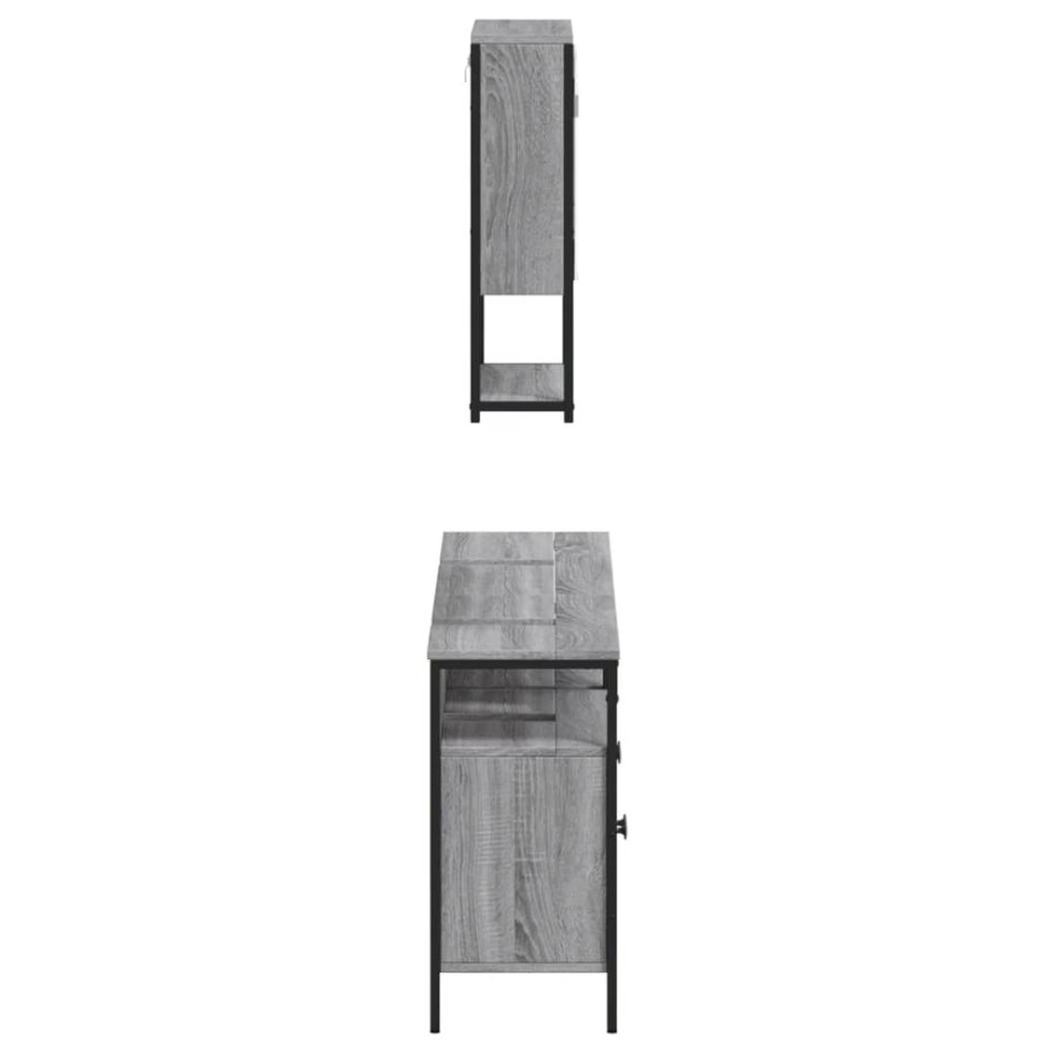 Set de muebles de baño 3 pzas madera contrachapada gris