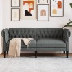 Sofá Chesterfield de 2 plazas tela gris oscuro