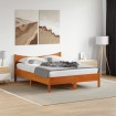 Cama sin colchón madera maciza de pino marrón cera 120x200 cm
