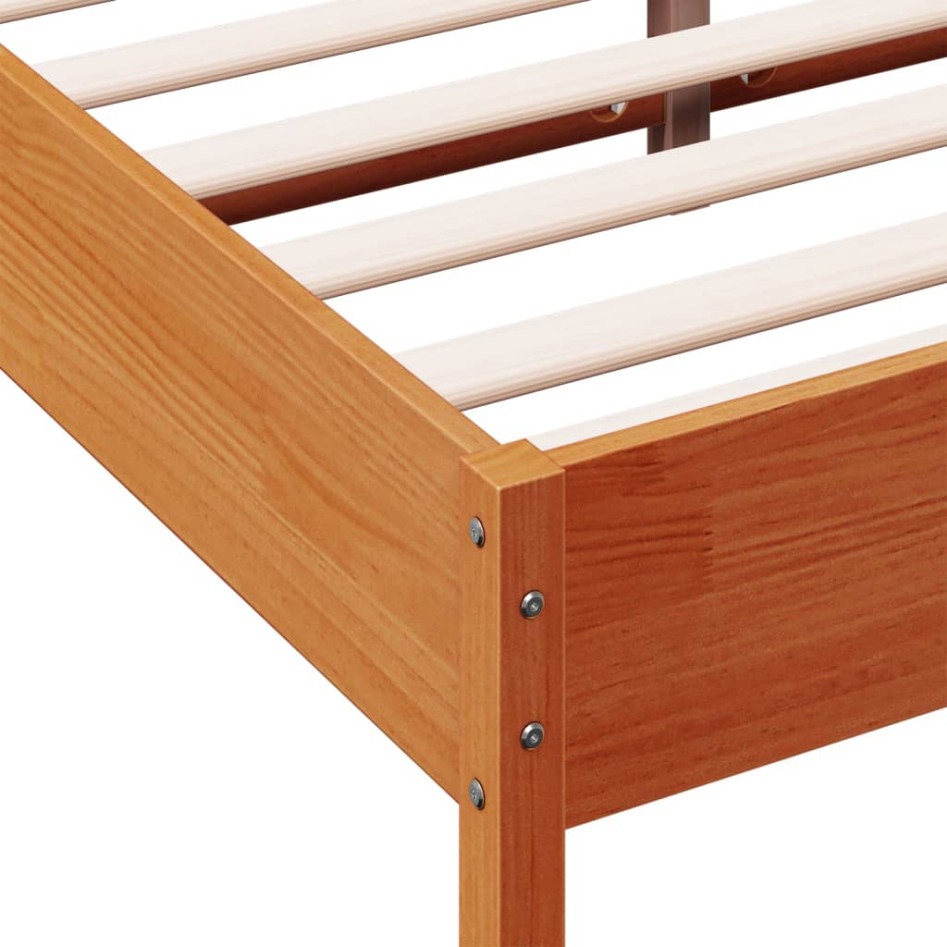 Cama sin colchón madera maciza de pino marrón cera 120x200