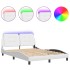 Estructura cama con luces LED cuero sintético blanco 140x190