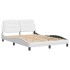 Estructura cama con luces LED cuero sintético blanco 140x190