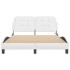 Estructura cama con luces LED cuero sintético blanco 140x190