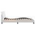 Estructura cama con luces LED cuero sintético blanco 140x190