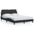 Estructura de cama con luces LED cuero PE negro 140x200