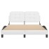 Estructura de cama sin colchón cuero sintético blanco