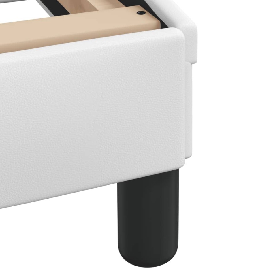 Estructura de cama sin colchón cuero sintético blanco
