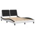 Estructura cama cabecero cuero sintético blanco negro