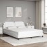 Estructura de cama sin colchón cuero sintético blanco