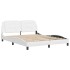 Estructura de cama sin colchón cuero sintético blanco