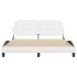 Estructura de cama sin colchón cuero sintético blanco