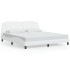 Estructura de cama sin colchón cuero sintético blanco