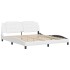 Estructura de cama sin colchón cuero sintético blanco