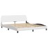 Estructura de cama sin colchón cuero sintético blanco