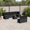 Set de sofás de jardín 10 pzas cojines ratán sintético negro