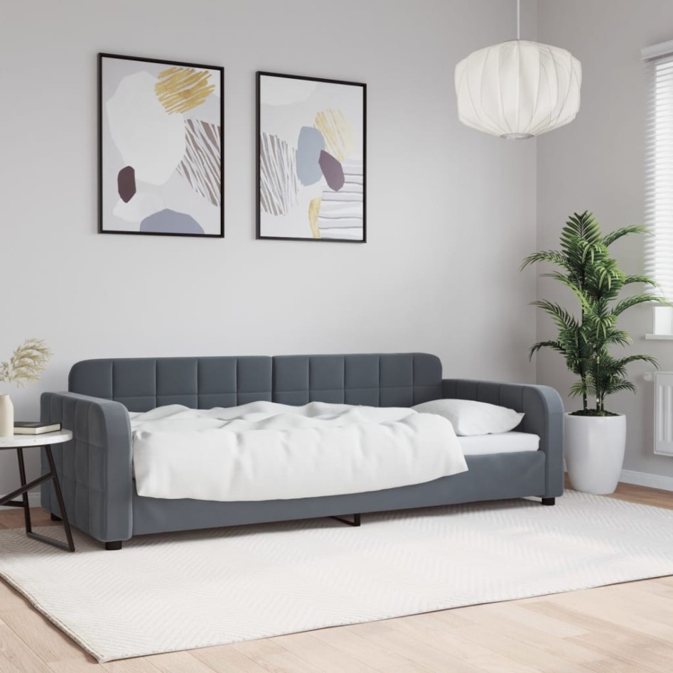 Sofá cama terciopelo gris oscuro 80x200