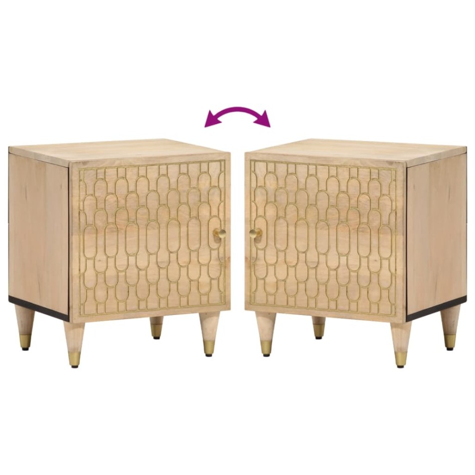 Mesitas de noche 2 uds madera maciza de mango 40x33x46