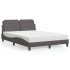 Cama con colchón cuero sintético gris 140x200