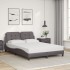 Cama con colchón cuero sintético gris 140x200
