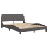 Cama con colchón cuero sintético gris 140x200