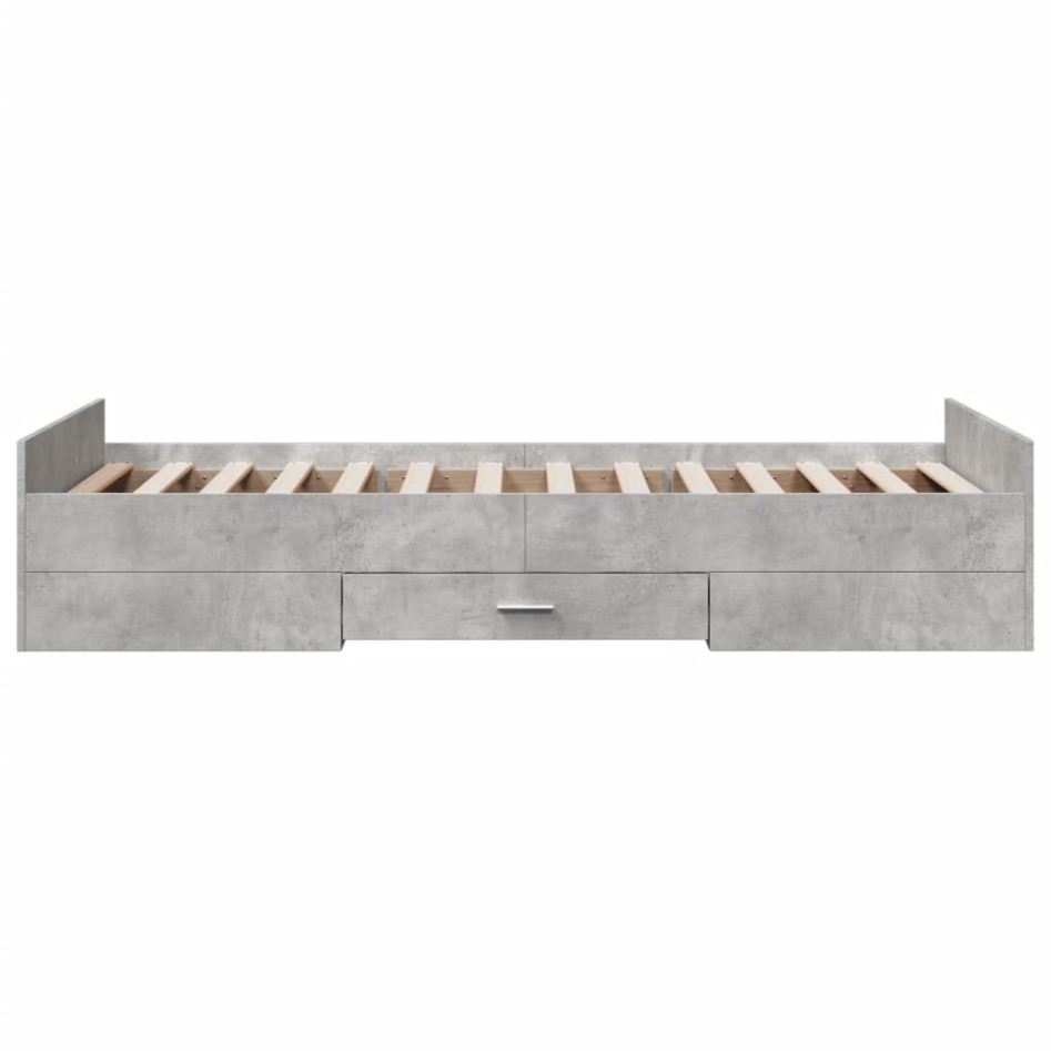 Cama con cajones madera de ingeniería gris hormigón 75x190