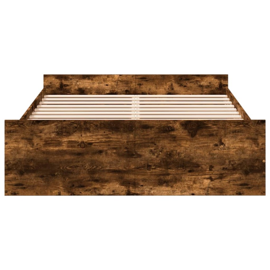 Cama con cajones madera de ingeniería roble ahumado 120x200