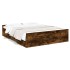 Cama con cajones madera de ingeniería roble ahumado 160x200