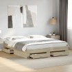 Cama con cajones madera ingeniería roble Sonoma 180x200 cm