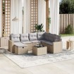 Juego de sofás jardín con cojines beige mezcla 8 pzas ratán PE