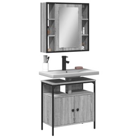 Set de muebles de baño 2 pzas madera contrachapada gris