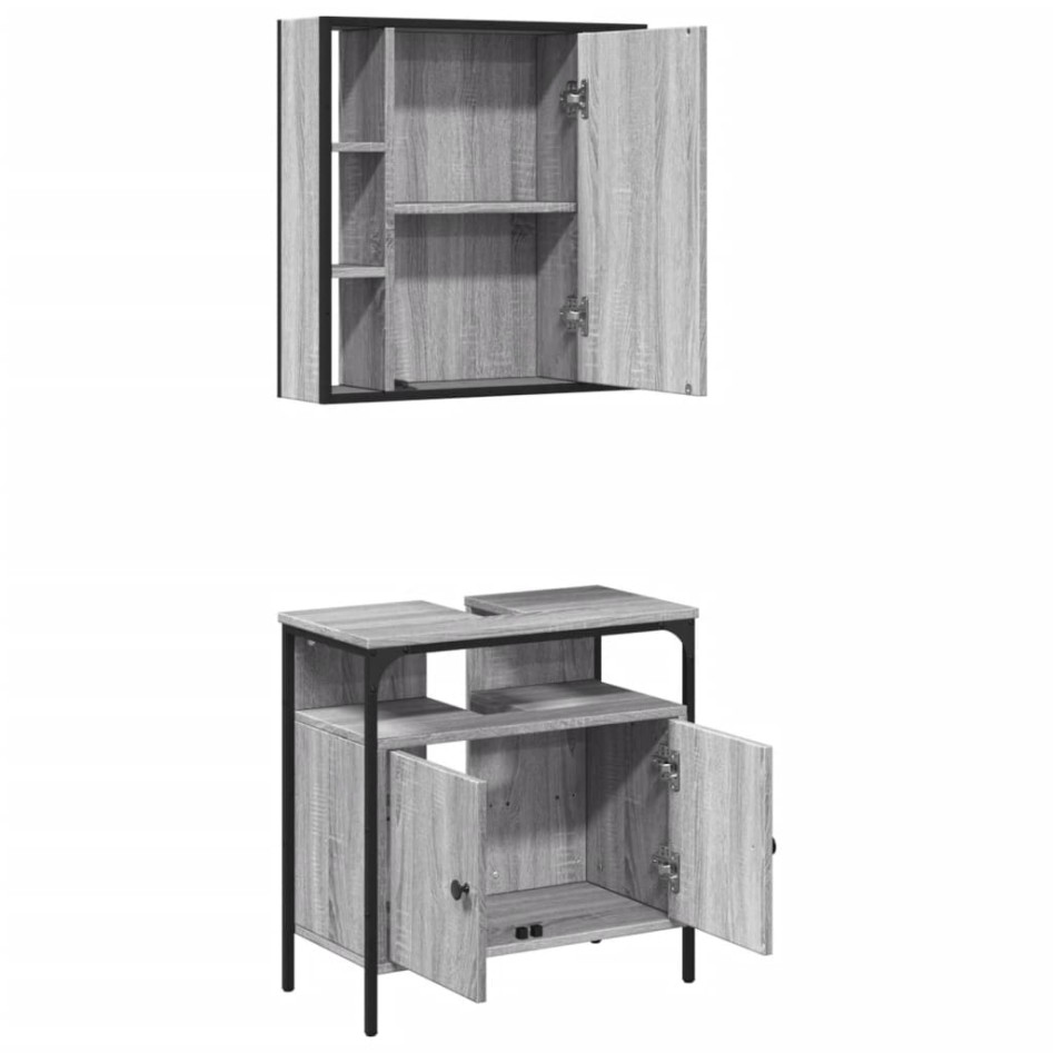 Set de muebles de baño 2 pzas madera contrachapada gris
