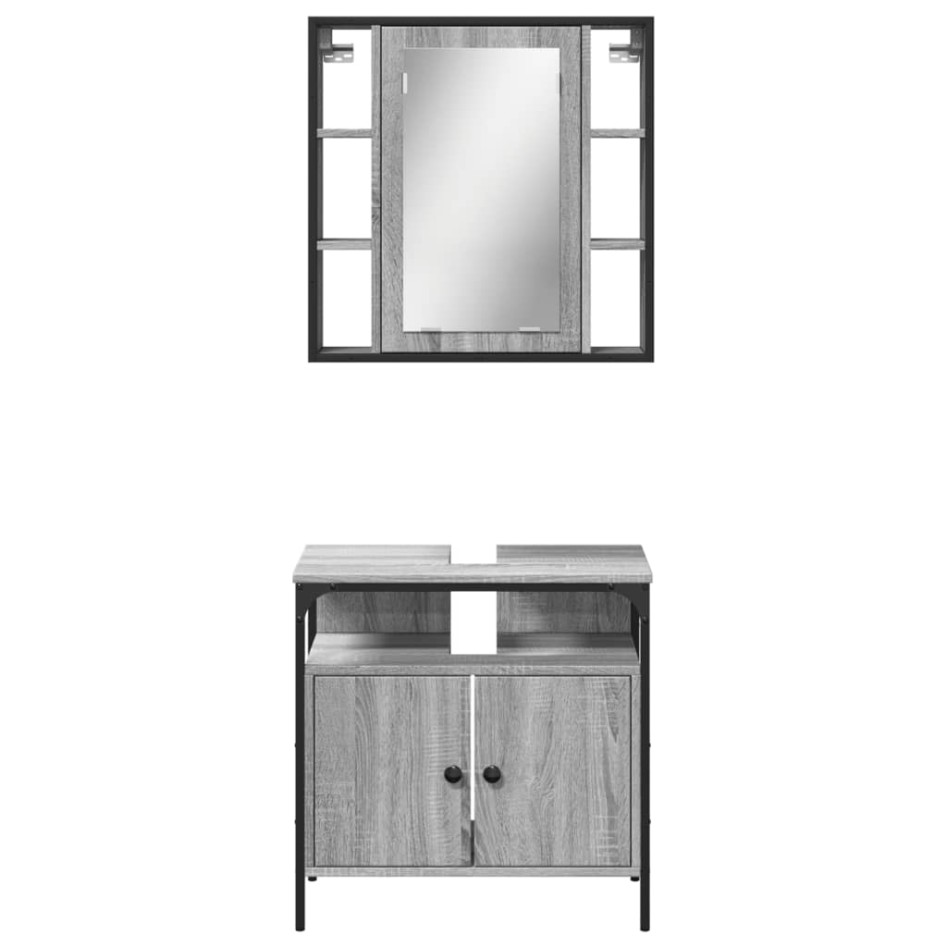 Set de muebles de baño 2 pzas madera contrachapada gris