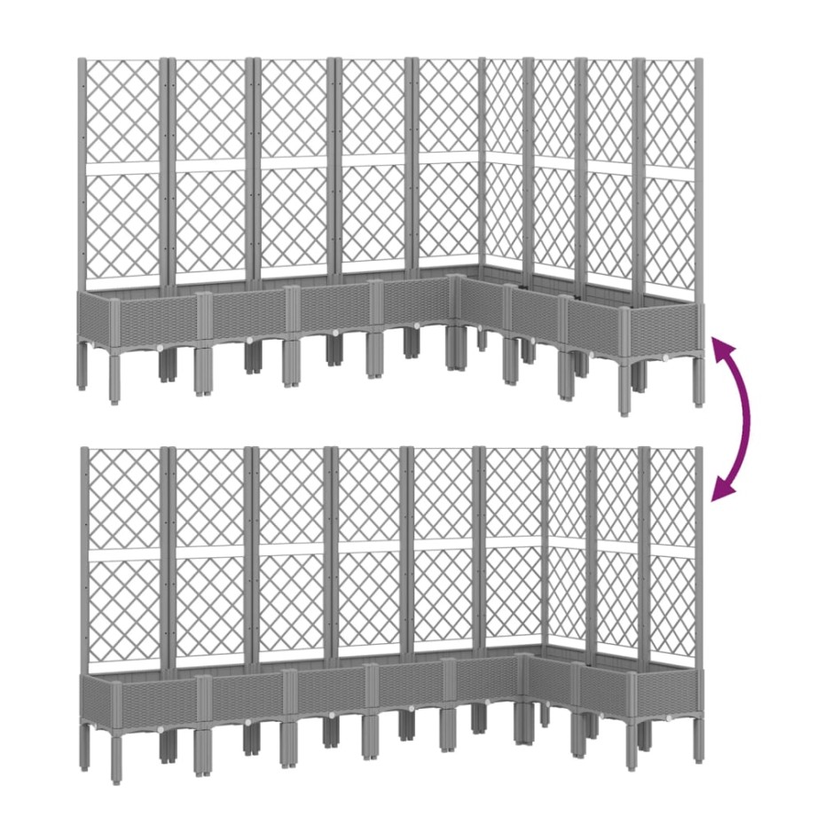 Jardinera con enrejado PP gris claro 200x160x142
