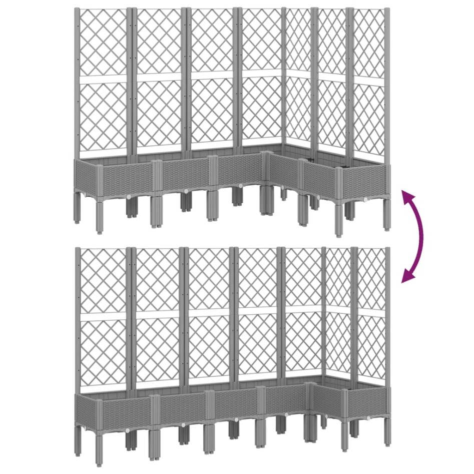 Jardinera con enrejado PP gris claro 160x120x142