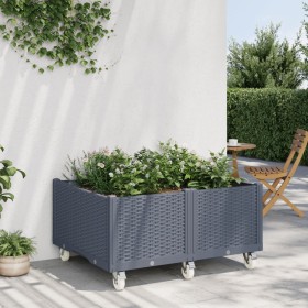Jardinera con ruedas PP azul gris 100x80x54