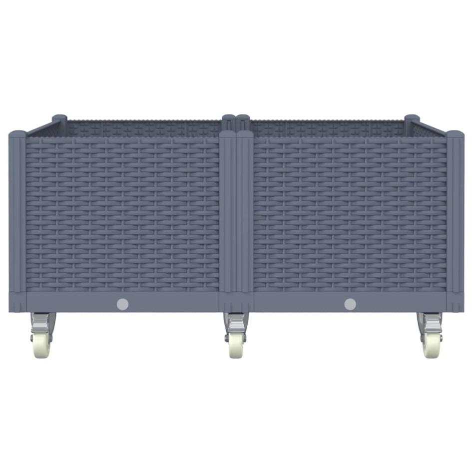 Jardinera con ruedas PP azul gris 100x80x54