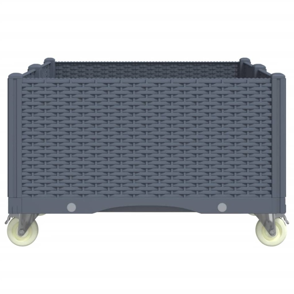 Jardinera con ruedas PP azul gris 100x80x54