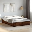 Estructura cama madera ingeniería metal marrón roble 120x200 cm