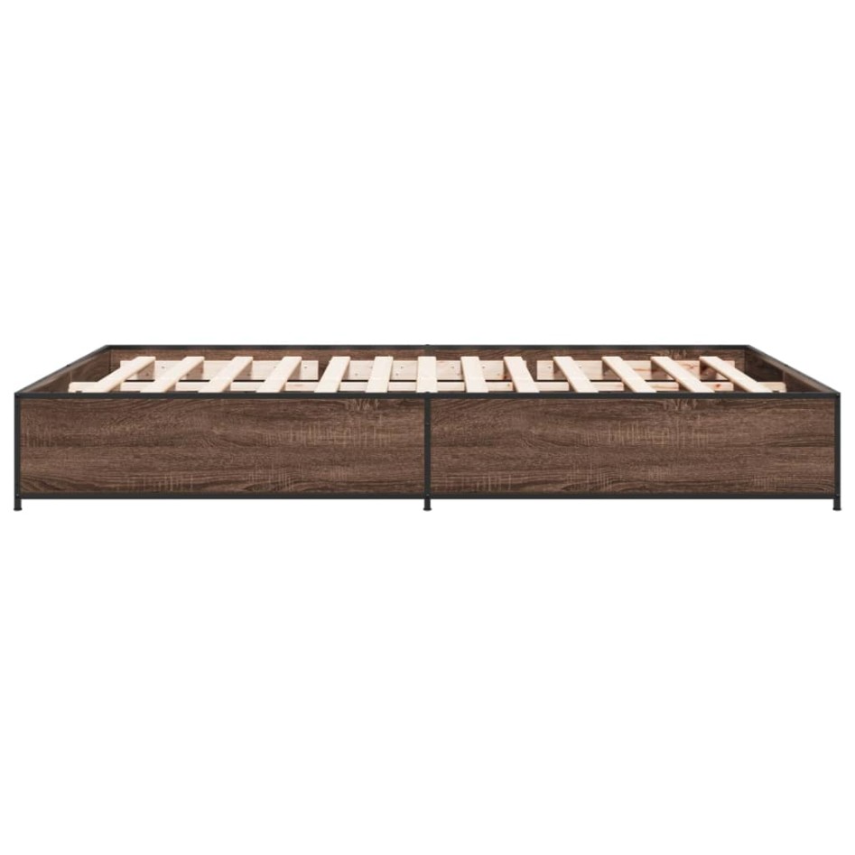 Estructura cama madera ingeniería metal marrón roble 120x200