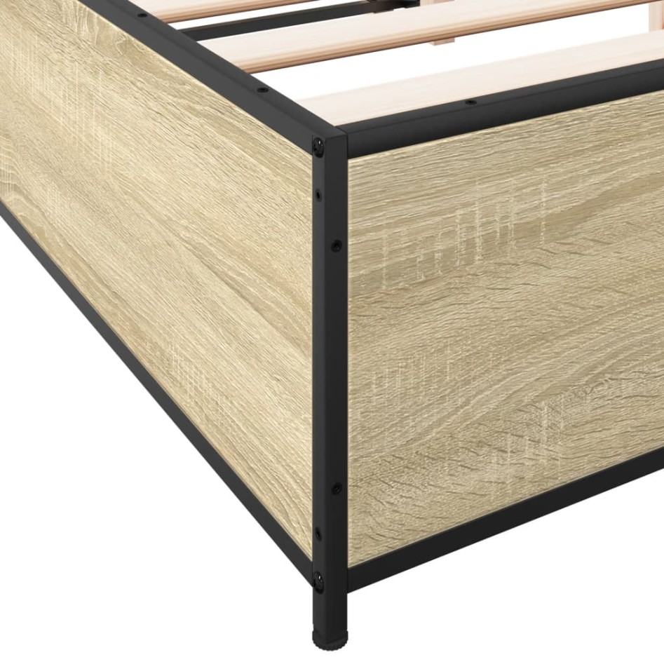 Estructura cama madera ingeniería metal roble Sonoma 135x190
