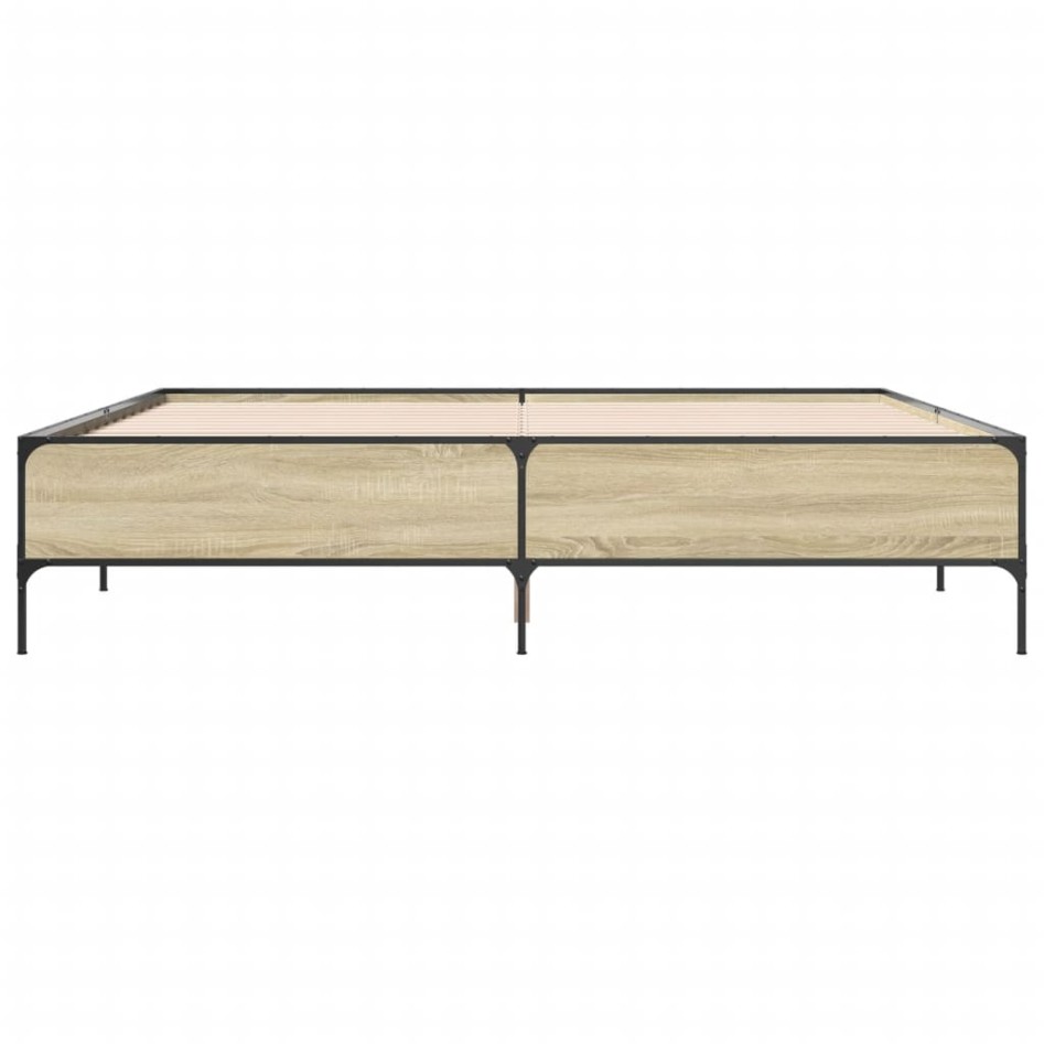 Estructura cama madera ingeniería metal roble Sonoma 180x200