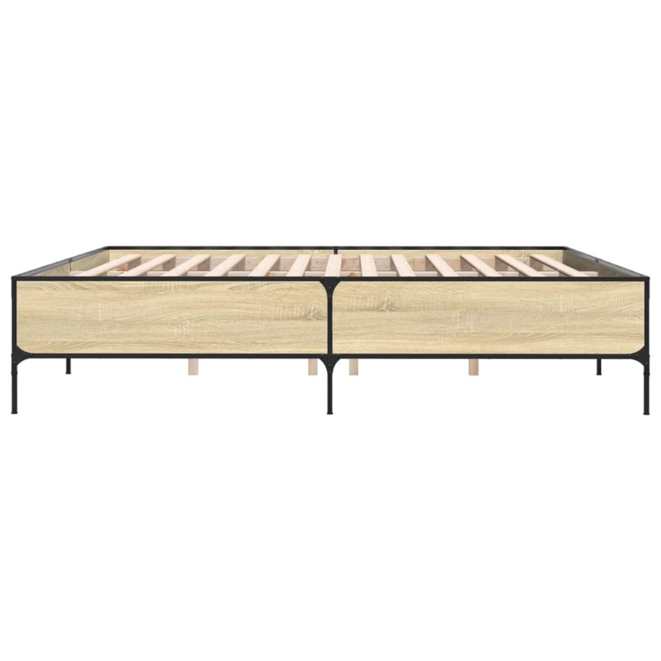 Estructura cama madera ingeniería metal roble Sonoma 180x200