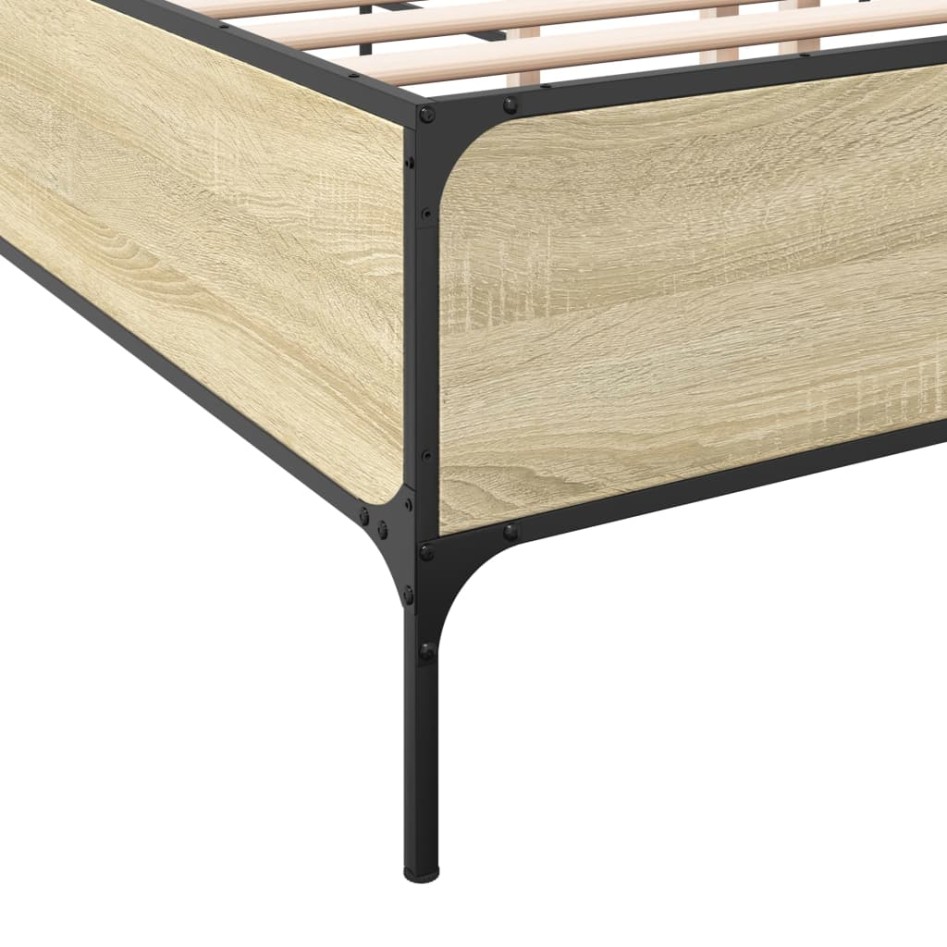 Estructura cama madera ingeniería metal roble Sonoma 180x200
