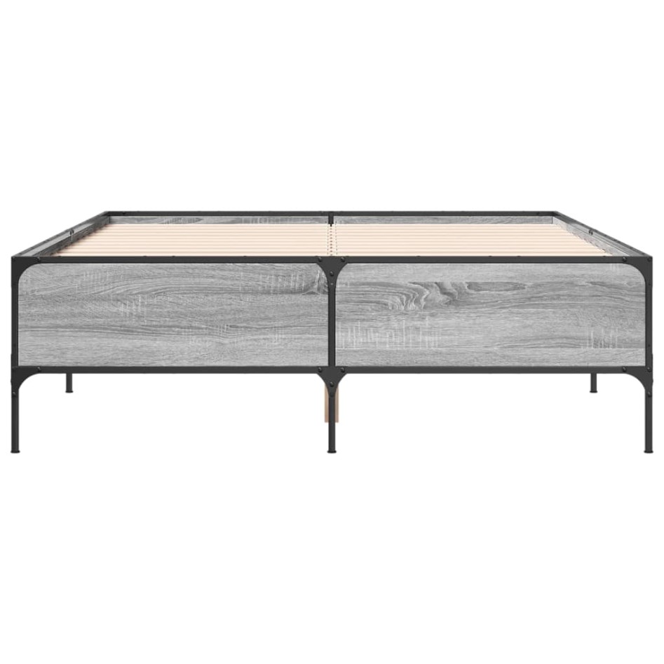 Estructura cama madera ingeniería metal gris Sonoma 120x200