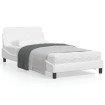 Estructura de cama cabecero cuero sintético blanco 100x200 cm